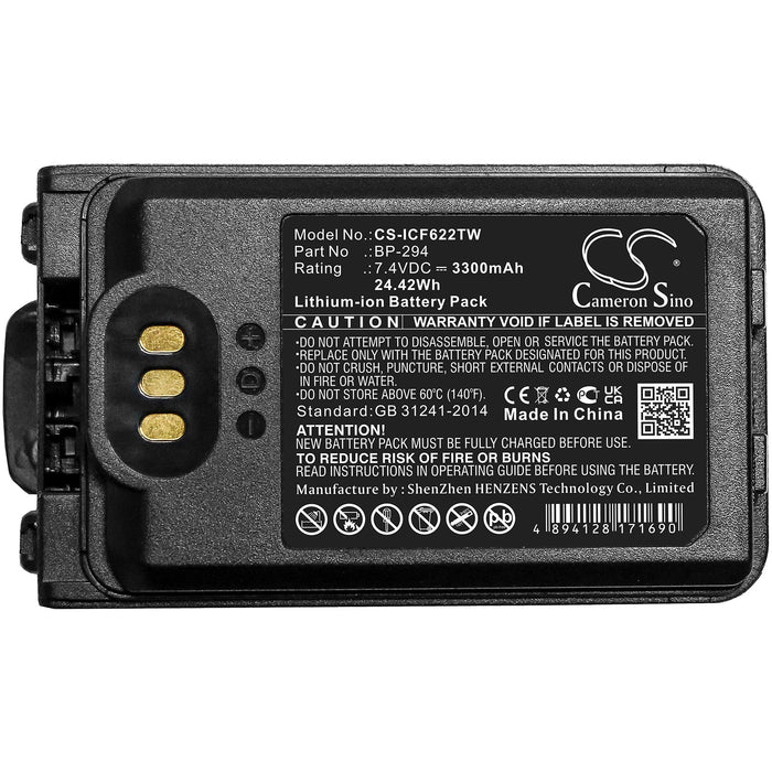 Icom BP-294 Battery Replacement for Two Way Radio - 2 Way