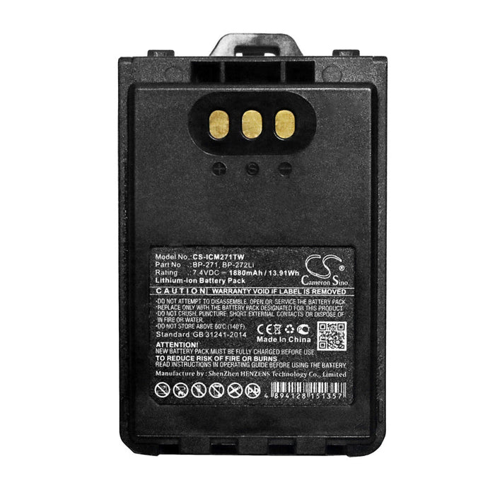 Icom BP-271Li Battery Replacement for Two Way Radio - 2 Way