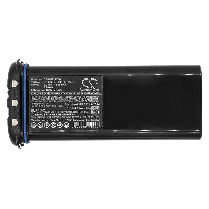 Icom BP-252 Battery Replacement for Two Way Radio - 2 Way (950mAh)